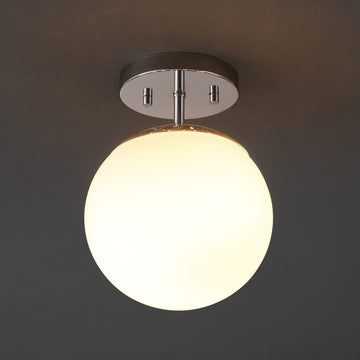 Marcel Bistro 7.75" Bohemian Farmhouse Iron/Frosted Glass LED Semi Flush Mount